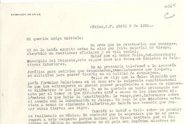 [Carta] 1950 abr. 5, México D.F. [a] Gabriela [Mistral]