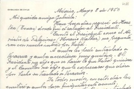[Carta] 1950 mayo 8, México [a] Gabriela [Mistral]