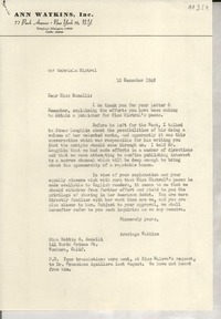 [Carta] 1948 Dec. 10, [New York] [a] Mattie M. Ramelli, Ventura, California