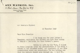 [Carta] 1948 Dec. 10, [New York] [a] Mattie M. Ramelli, Ventura, California