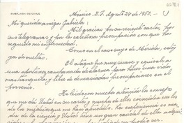 [Carta] 1950 ago. 24, México D.F. [a] Gabriela [Mistral]