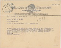 [Telegrama] 1950 sept. 20, México D.F. [a] Gabriela Mistral, Veracruz, [México]