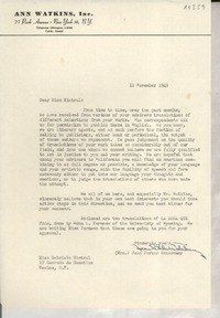 [Carta] 1949 Nov. 11, [New York] [a] Gabriela Mistral, México D. F.