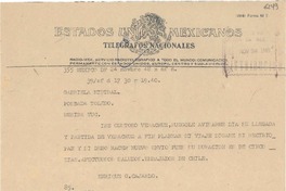 [Telegrama] 1948 nov. 24, México D.F. [a] Gabriela Mistral, Mérida, Yucatán