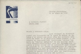 [Carta] 1954 ene. 10, Montevideo, Uruguay [a] Gabriela Mistral, Nueva York