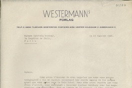 [Carta] 1946 janv. 15, [Copenhague], [Dinamarca] [a] Gabriela Mistral, Paris, [France]