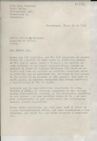 [Carta] 1946 ene. 24, Copenhague, Dinamarca [a] Gabriela Mistral, Paris, [Francia]