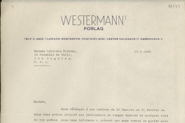 [Carta] 1946 mai 28, [Copenhague], [Dinamarca] [a] Gabriela Mistral, Los Angeles, EE.UU.