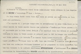 [Carta] 1946 mai 20, Ostrava, Checoslovaquia [a] Gabriela Mistral