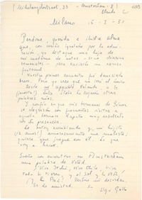 [Carta] 1951 ene. 15, Amsterdam, Holanda [a] Gabriela Mistral, Milán.