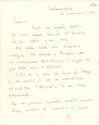 [Carta] 1952 nov. 14, Salamanca, [España] [a] Gabriela Mistral