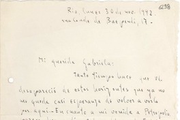 [Carta] 1942 nov. 30, Río de Janeiro [a] Gabriela Mistral
