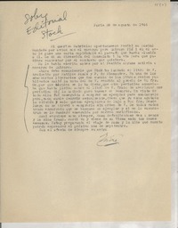 [Carta] 1946 ago. 28, Paris, [Francia] [a] Gabriela [Mistral]