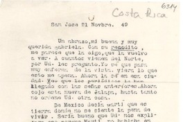 [Carta] 1949 nov. 21, San José, [Costa Rica] [a] Gabriela [Mistral]