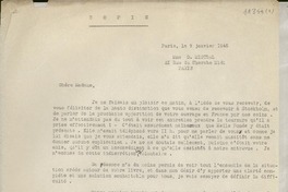 [Carta] 1946 janv. 9, París [a] Gabriela Mistral, París