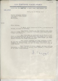 [Carta] 1947 févr. 25, Paris, [France] [a] Gabriela Mistral, Mourovia, Californie, [EE.UU.]