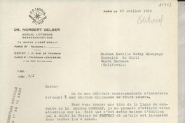 [Carta] 1950 juil. 26, Paris, [France] [a] Lucila Godoy Alcayaga, Santa Barbara, Californie, [EE.UU.]