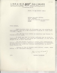 [Carta] 1946 janv. 16, París [a] Gabriela Mistral, París