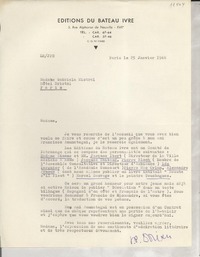 [Carta] 1946 janv. 25, Paris [a] Gabriela Mistral, Paris