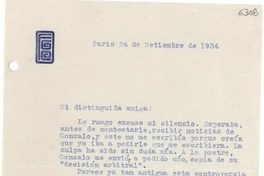 [Carta] 1934 sept. 24, París [a] Gabriela Mistral