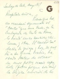 [Carta] 1951 mayo, Santiago [a] Gabriela Mistral