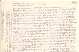 [Carta] 1933 jul. 28, Santiago de Chile [a] Gabriela Mistral