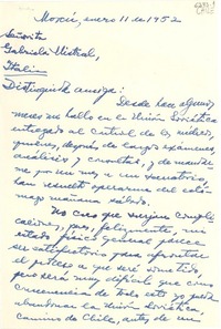 [Carta] 1952 ene. 11, Moscú [a] Gabriela Mistral, Italia