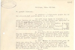 [Carta] 1945 mar. 27, Santiago, [Chile] [a] Gabriela [Mistral]