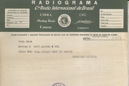 [Telegrama] 1945 Nov. 23, [Brasil] [a] Paul Elek, London