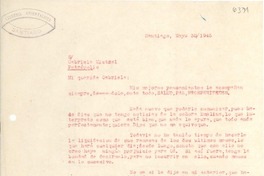 [Carta] 1945 mayo 30, Santiago, [Chile] [a] Gabriela Mistral, Petrópolis, [Brasil]