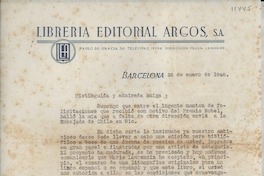 [Carta] 1946 ene. 26, Barcelona, [España] [a] [Gabriela Mistral]