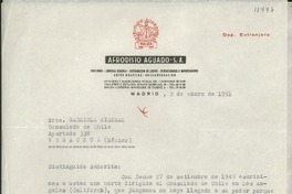 [Carta] 1951 ene. 2, Madrid, [España] [a la] Srta. Gabriela Mistral, Consulado de Chile, Veracruz, México