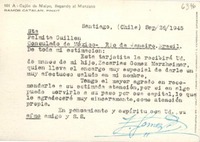 [Tarjeta postal] 1945 sept. 26, Santiago, Chile [a] Palmita Guillén, Rio de Janeiro, Brasil