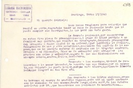 [Carta] 1943 mar. 17, Santiago [a] Gabriela Mistral