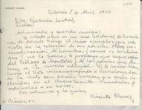 [Carta] 1936 abr. 8, Valencia, [España] [a] Srta. Gabriela Mistral, Lisboa