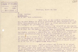 [Carta] 1944 ene. 31, Santiago [a] Palma Guillén, Petrópolis