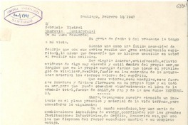 [Carta] 1947 feb. 18, Santiago [a] Gabriela Mistral, Monrovia, California