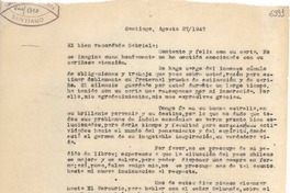 [Carta] 1947 ago. 27, Santiago [a] Gabriela Mistral