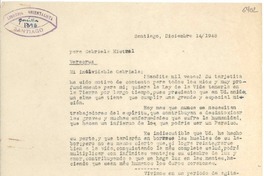 [Carta] 1948 dic. 14, Santiago [a] Gabriela Mistral, Veracruz