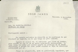 [Carta] 1954 dic. 9, Barcelona, [España] [a] Sra. Da. Gabriela Mistral, Santiago de Chile