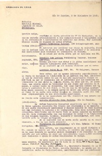 [Carta] 1945 dic. 5, Rio de Janeiro, [Brasil] [a] Gabriela Mistral, Stockolm, [Suecia]