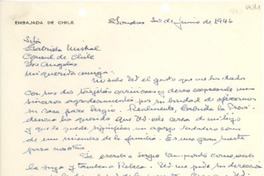 [Carta] 1946 jun. 30, Londres, [Inglaterra] [a] Gabriela Mistral, Cónsul de Chile en Los Angeles, [EE.UU.]