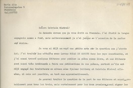 [Carta] 1945 déc. 16, Stockholm, [Sweden] [a la] Señora Gabriela Mistral
