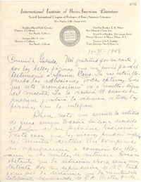 [Carta] 1948 feb. 11, Los Ángeles, California [a] Gabriela Mistral