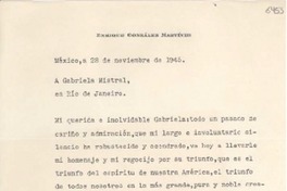 [Carta] 1945 nov. 28, México [a] Gabriela Mistral, Río de Janeiro