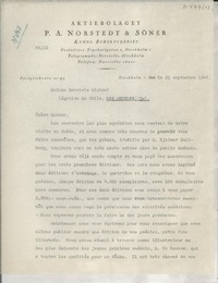 [Carta] 1946 sept. 25, Stockholm, [Suecia] [a] Madame Gabriela Mistral, Legation de Chile, Los Angeles, Cal.