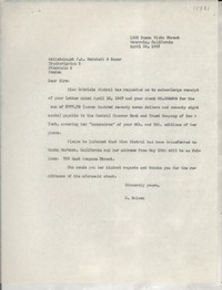 [Carta] 1947 Apr. 29, Monrovia, California [a] Aktiebolaget P. A. Norstedt & Soner, Stockholm, Sweden