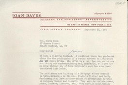 [Carta] 1956 Sept. 24, New York, [EE.UU.] [a] Doris Dana, Roslyn Harbour, LI, NY, [EE.UU.]