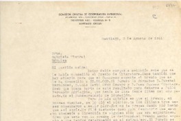 [Carta] 1951 ago. 3, Santiago, [Chile] [a] Gabriela [Mistral], Nápoles, [Italia]