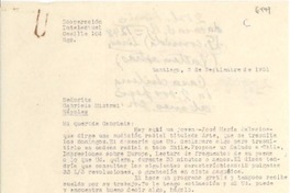 [Carta] 1951 sept. 3, Santiago, [Chile] [a] Gabriela Mistral, Nápoles, [Italia]
